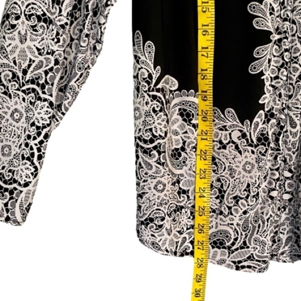 INC INTERNATIONAL CONCEPTS Top Long Sleeve Lace Print Black White Women 1X - Picture 9 of 13